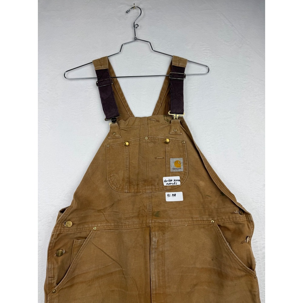 Carhartt‎ Mens XL Brown Vintage Duck Double Knee Overalls  Workwear Distressed